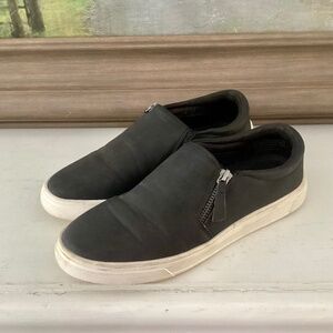 Kensie Soren Loafer Sneaker Women's Size 7.5M Black Side Zip Slip On Casual Walk